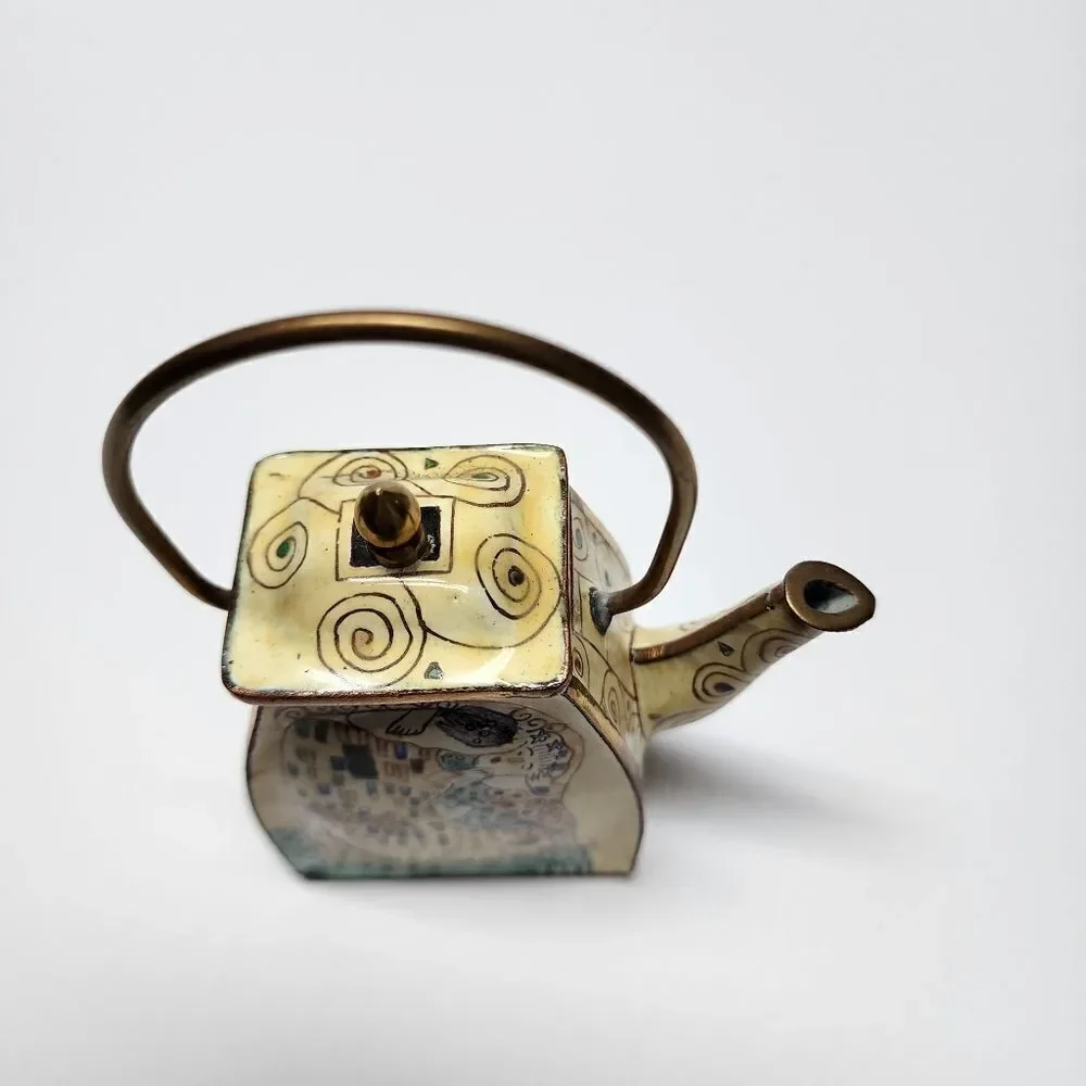 Vintage Enamel on Copper Empress Arts Miniature Teapot